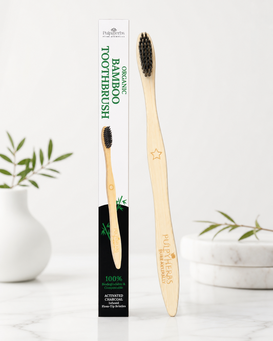Activated Charcoal Bristles Bamboo Toothbrush