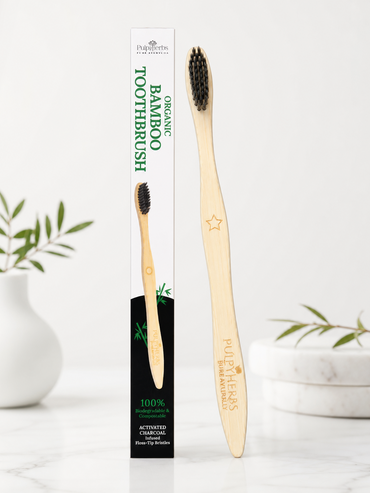 Activated Charcoal Bristles Bamboo Toothbrush