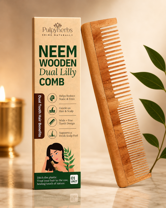 Neem Wood Comb - Dual Teeth Comb