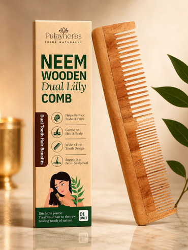 Neem Wood Comb - Dual Teeth Comb